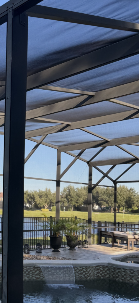 pool cage repair backyard pool