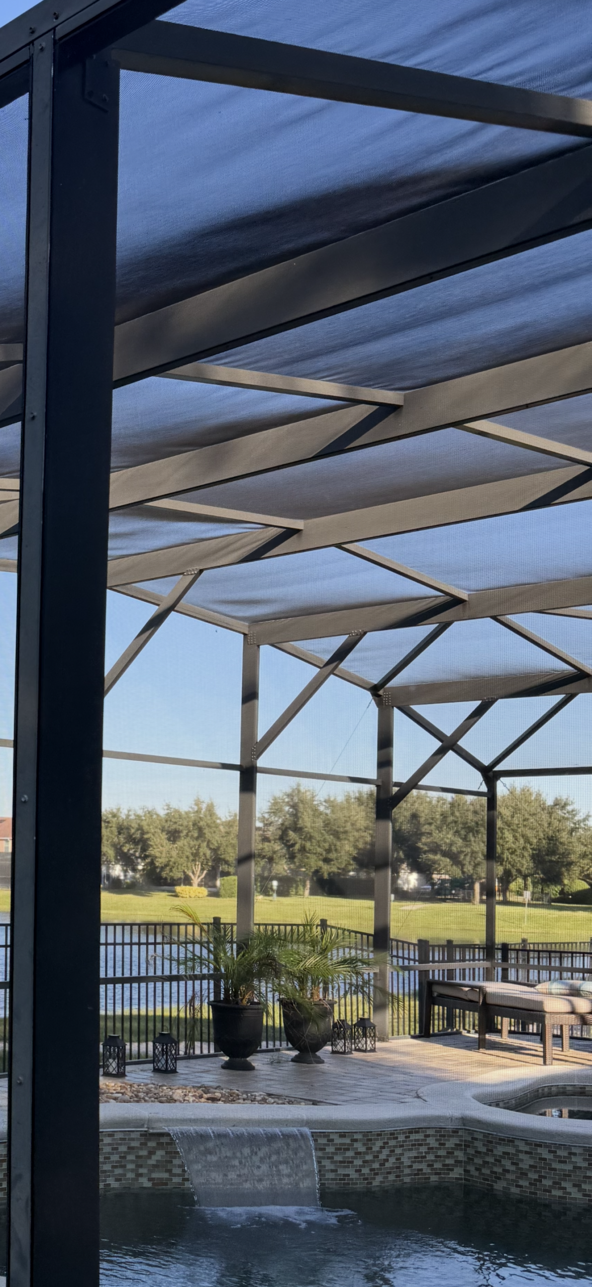 pool cage repair backyard pool